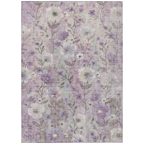 Chantille Machine Washable Indoor/Outdoor Abstract ACN2403 Lilac 8 ft. x 10 ft. Area Rug