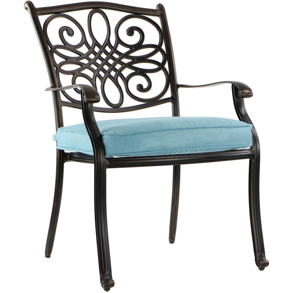 Hanover Traditions 9-Piece Blue Cushion Aluminum Outdoor Dining Set