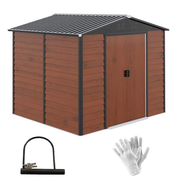 Outsunny 7.87 ft. W x 6.75 ft. D Metal Shed with Double Sliding Lockable Door 47 sq. ft.