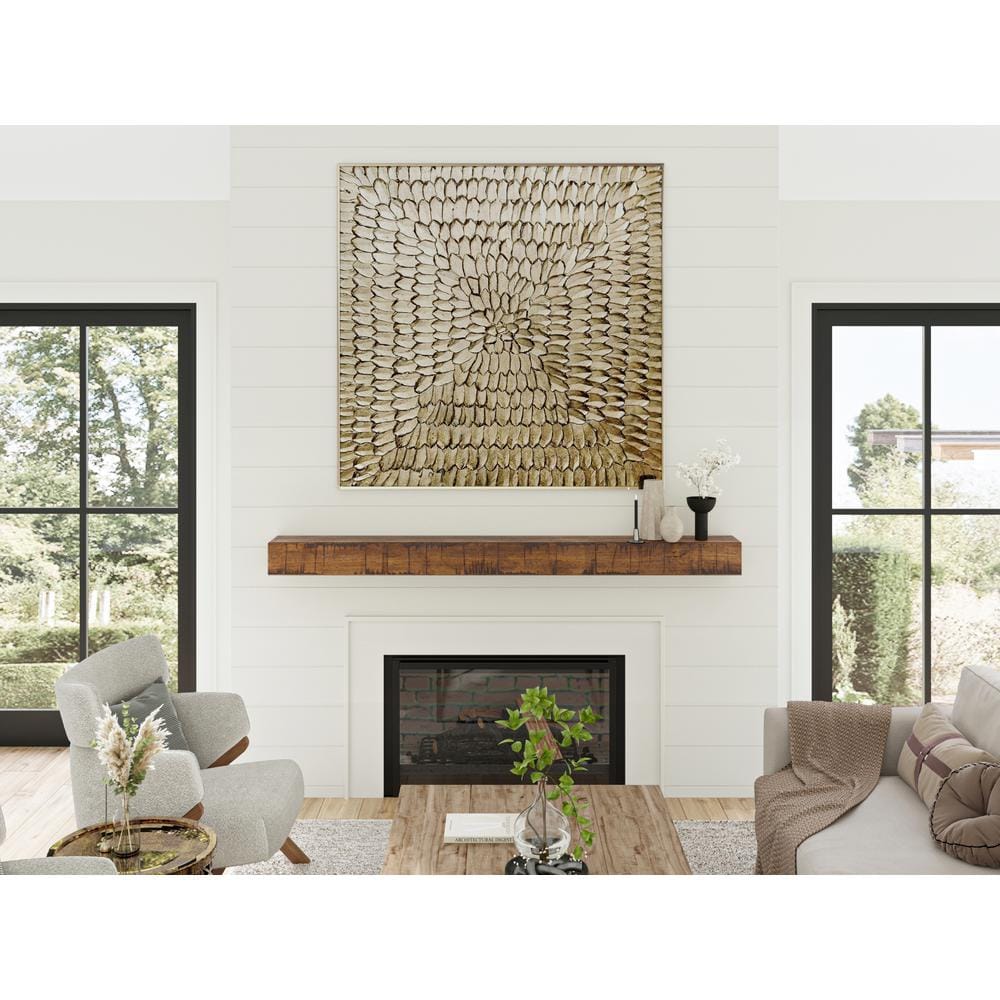 60" Dark Chocolate Stained Poplar Wood Rustic Mantel Shelf