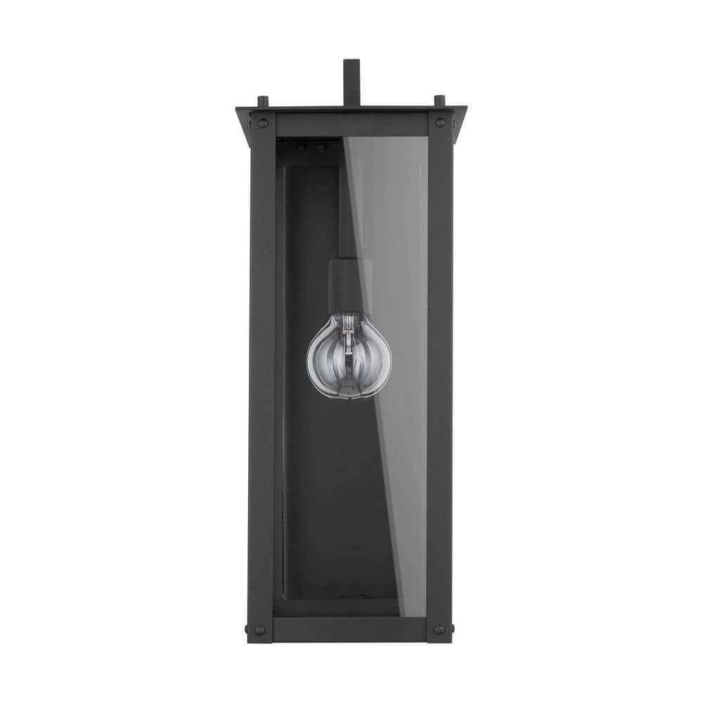 Hunt 21 in. 1-Light Black Outdoor Hardwired Wall Lantern Sconce with Clear Glass and No Bulbs Included price history on PriceWatchPro