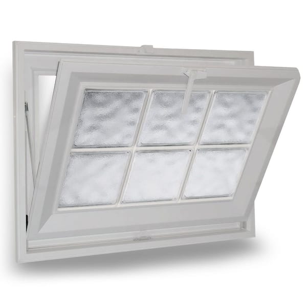 35.5 in. x 23.5 in. Acrylic Privacy Glass White New Construction Double-Pane Vinyl Frame Hopper Window-Glacier Block