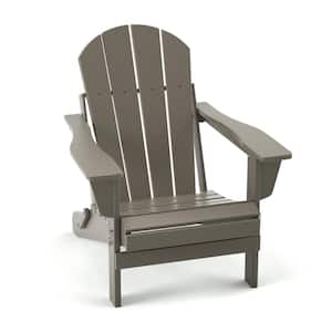 Traditional Curve Back Coffee Folding HDPE Resin Wood Outdoor Adirondack Chair