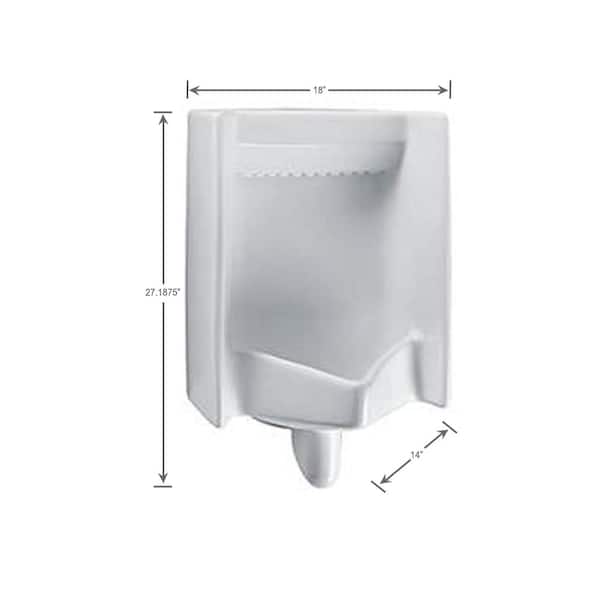 Commercial ADA Compliant Rectangle 0.5 GPF Washout Urinal with Top Spud in Cotton White