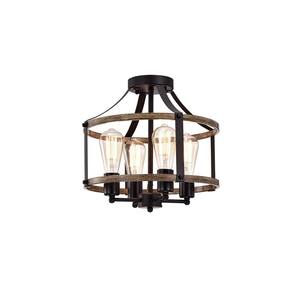 Teeger 13 in. 4-Light Black Indoor Semi-Flush Mount with Light Kit