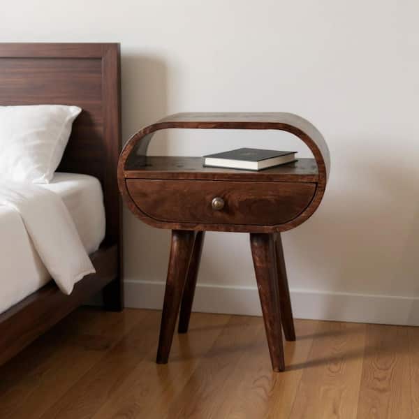 Walnut 1-Drawer 17.70 in. Nightstand