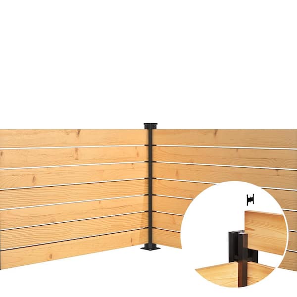 Corner Post Kit 44 in. x 3 in. x 3 in. Black Aluminum Railing Corner Post and Hardware - Kit B4