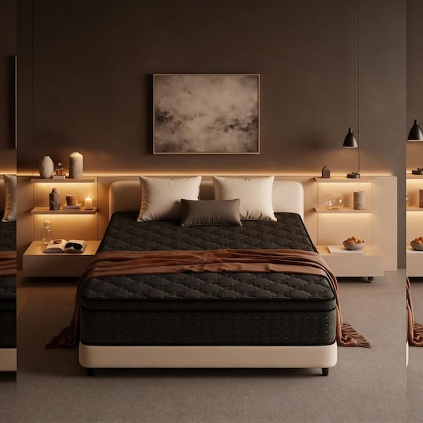 White and Black King Medium Firm Hybrid Innerspring 10 in. Bed-in-a-Box Mattress