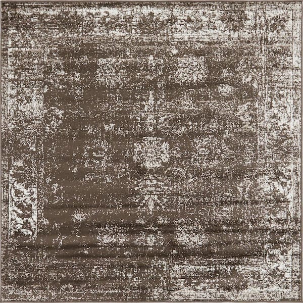 Unique Loom Sofia Casino Dark Brown 6' 0 x 6' 0 Square Rug