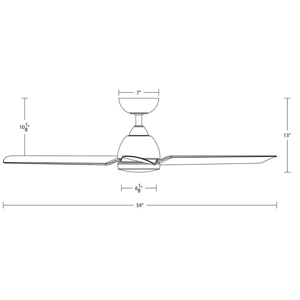 54" Matte Black 3-Blade Smart Ceiling Fan with Remote Control