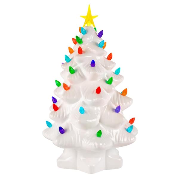 Mr. Christmas 14 in. Christmas Porcelain Nostalgic Tree in White