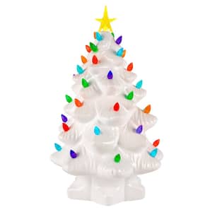 14 in. Christmas Porcelain Nostalgic Tree in White