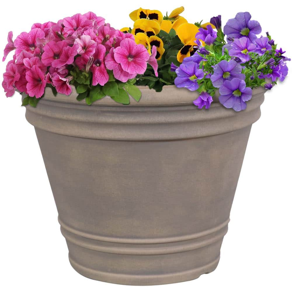 Sunnydaze Decor Franklin 20 In Outdoor Flower Pot Planter In Beige DG   Beige Sunnydaze Decor Plant Pots Dg 697 64 1000 