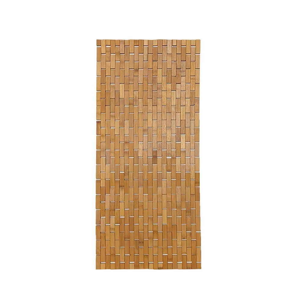 Bamboo Spa Bath Mat Rug with Fabric Trim 17 x 24