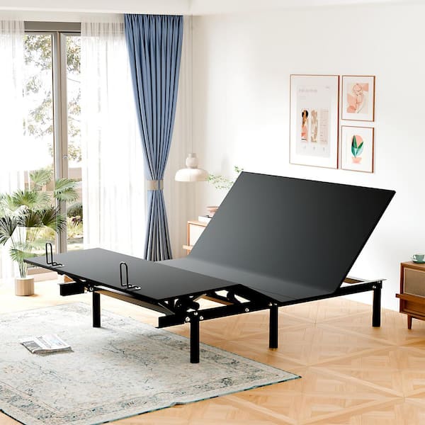 Black, Queen, Adjustable Bed Frame with Wireless Remote, USB Port, Quiet Motor, Nightlight, Zero-Gravity Mode