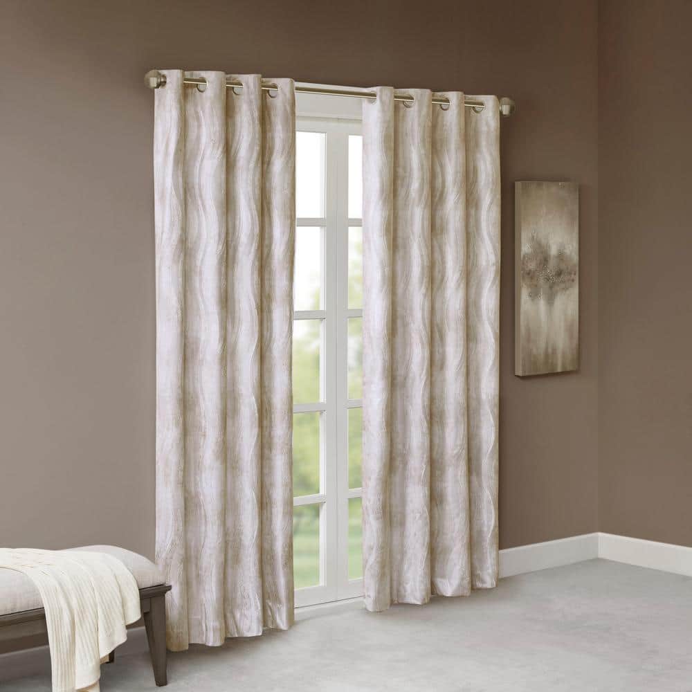 Ivory Ground Length Blackout Grommet Top Drapes