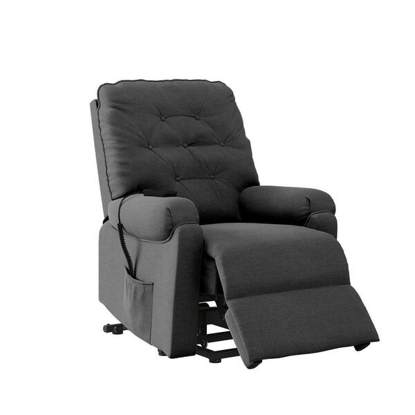 Duke Gray Chenille Manual Recliner Chair With Plush Cushions 005L