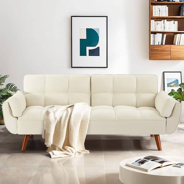 WONDER COMFORT Elegant 75 in. Beige Twin Size Sofa Bed Futon 
