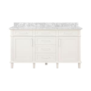 Sonoma 60 in. W x 22 in. D x 34 in. H Double Sink Bath Vanity in Off White with Carrara Marble Top