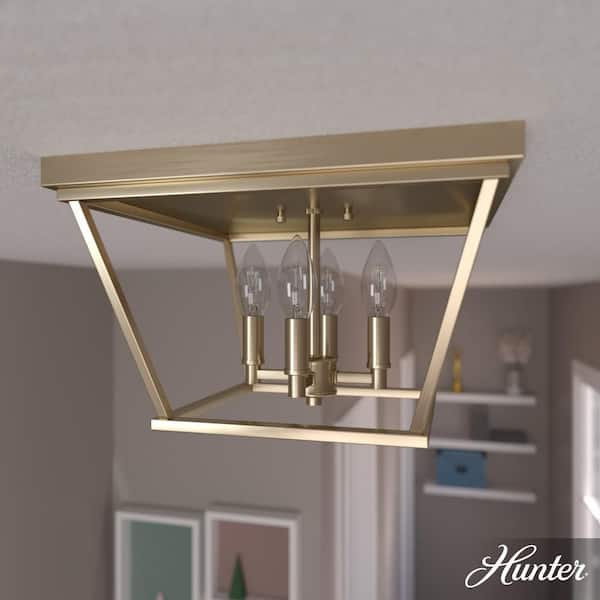 Hunter Laurel Ridge 19 in. 4 Light Alturas Gold Flush Mount Kitchen Light