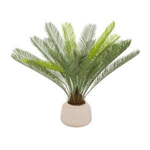 36 in. H Sago Palm Artificial Plant with Realistic Leaves and Pink Ceramic Pot