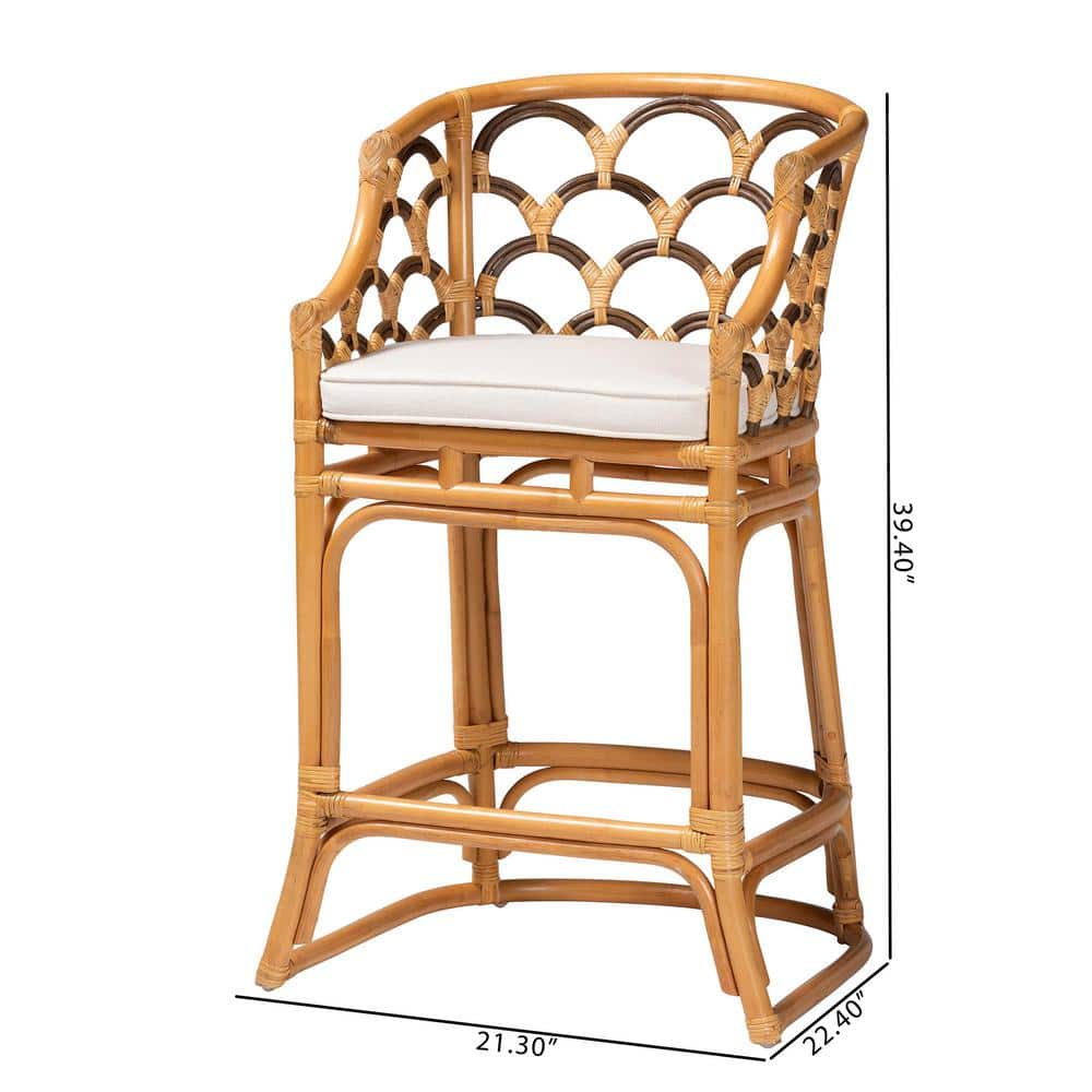 Veneto Light Honey and Dark Brown Rattan Bar Stool