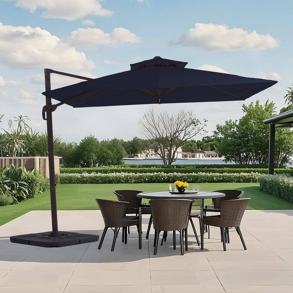 10 ft. x 10 ft. Sq. Cantilever Patio Umbrella with Weighted Base in Navy price history on PriceWatchPro