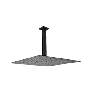 1-Spray Patterns with 2.5 GPM 16 in. Ceiling Mount Rain Fixed Shower Head in Matte Black
