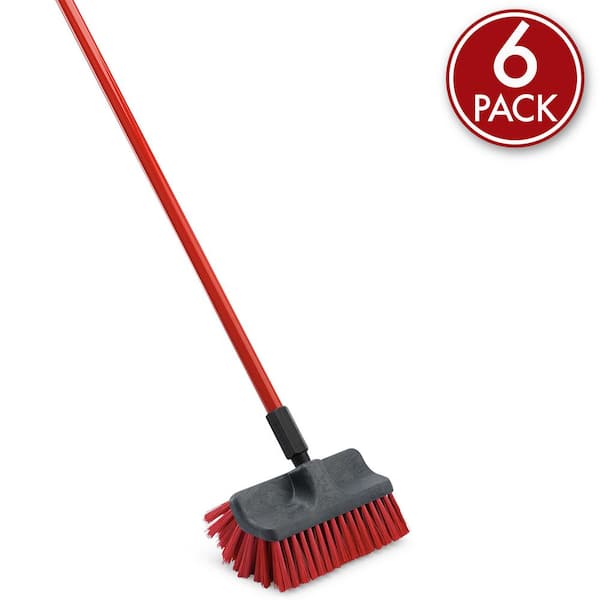 60 in. High Power Dual Surface Floor Scrub Brush with 60 in. Steel Handle (6-Pack)
