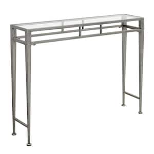 Gold Coast Julia 42 in. antique Silver Standard Rectangular Glass Top Hall Console Table with Metal Frame