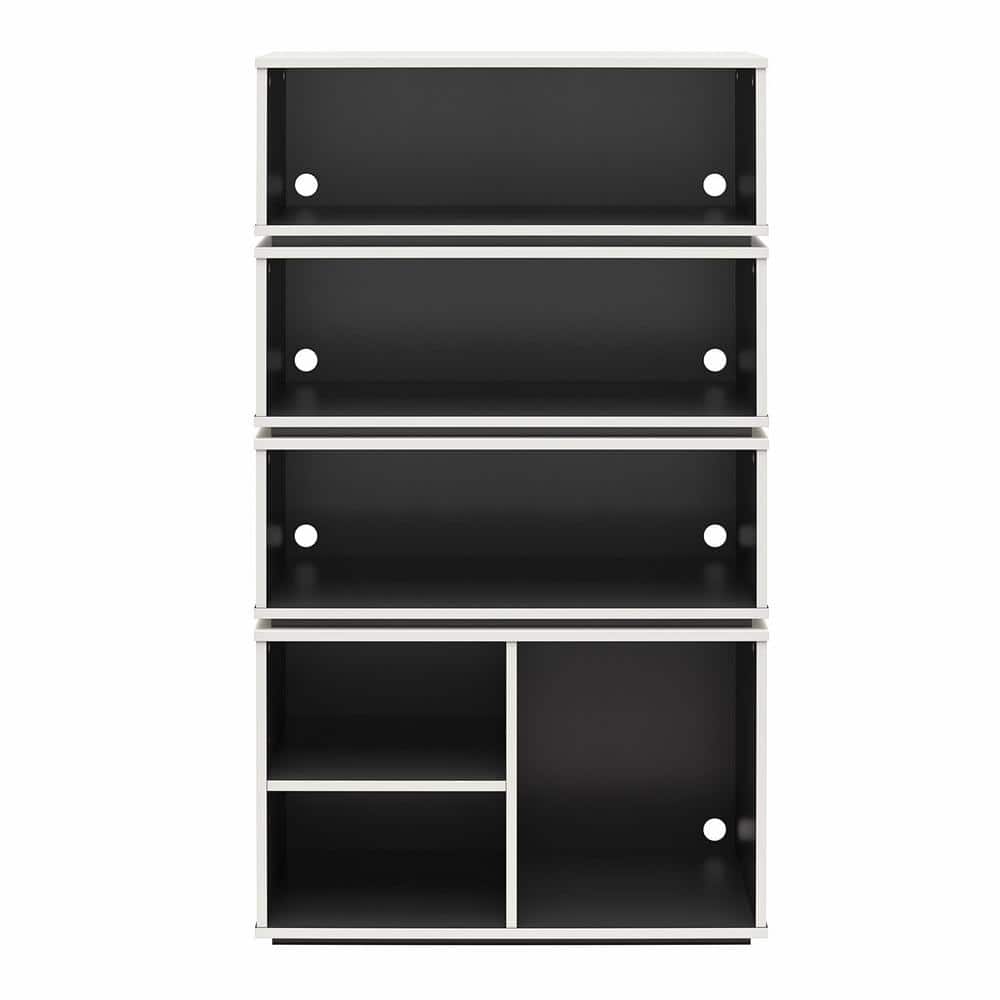 White and Black Adjustable Wood Display Storage Unit