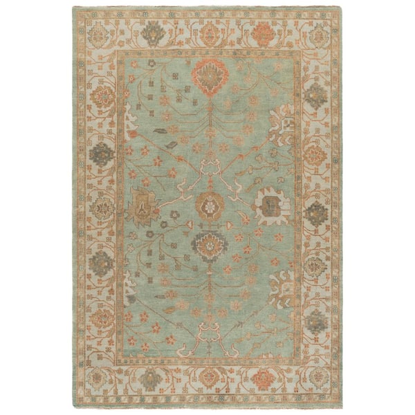Oushak 6 x 9 Dark Green/Light Green Persian Area Rug