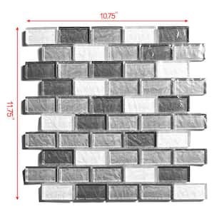 Southwestern Style Gray Brick Mosaic 1 in. x 2 in. Textured Glass Wall and Pool Tile (9.12 sq. ft./Case)