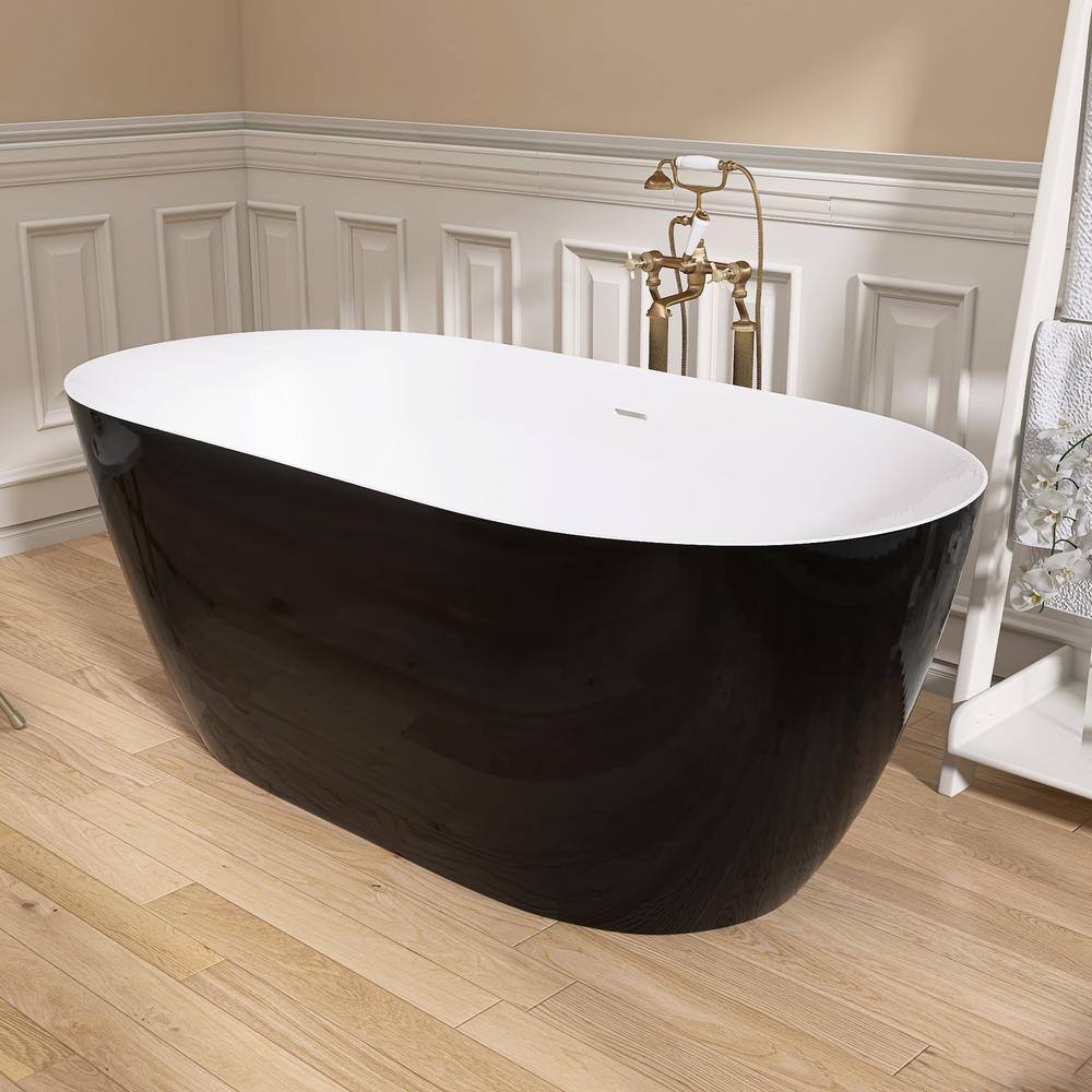 59'' White Acrylic Freestanding Soaking Bathtub