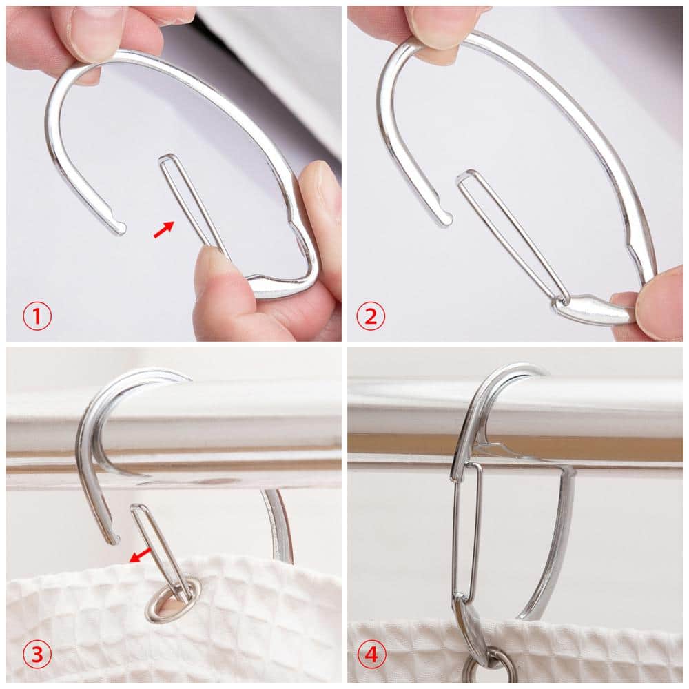 Chrome Rustproof Zinc Shower Curtain Rings Set of 12