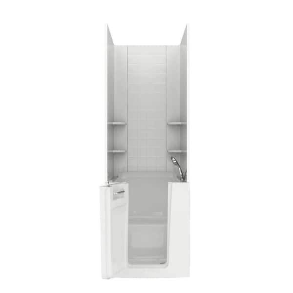 Unbranded Rampart 3.2 ft. Walk-in Non-Whirlpool Bathtub with 4 in. Tile Easy Up Adhesive Wall Surround in White