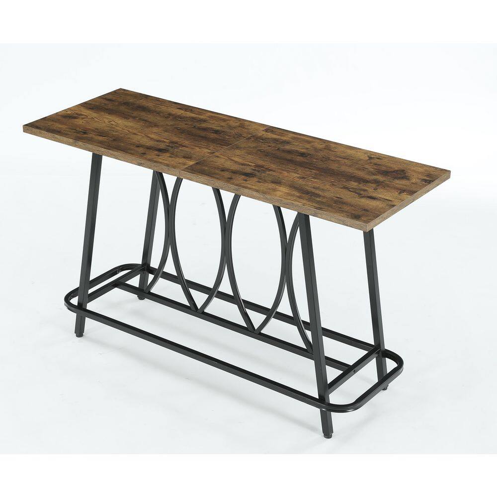 Kearsten Brown Black 37.4 in. H Rectangular Corner Counter Height Bar Pub Table Liquor Modern Industrial Metal Footrest price history on PriceWatchPro