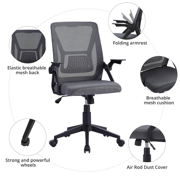 VECELO Fabric Swivel Ergonomic Office Task Chair with Adjustable