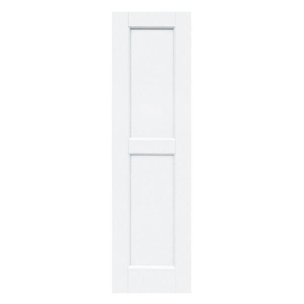 Winworks Wood Composite 12 in. x 43 in. Contemporary Flat Panel Shutters Pair #631 White