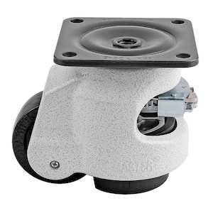 GDR Series 2-1/2 in. Nylon Swivel Iconic Ivory Plate Mounted Ratcheting Leveling Caster with 1100 lb. Load Rating