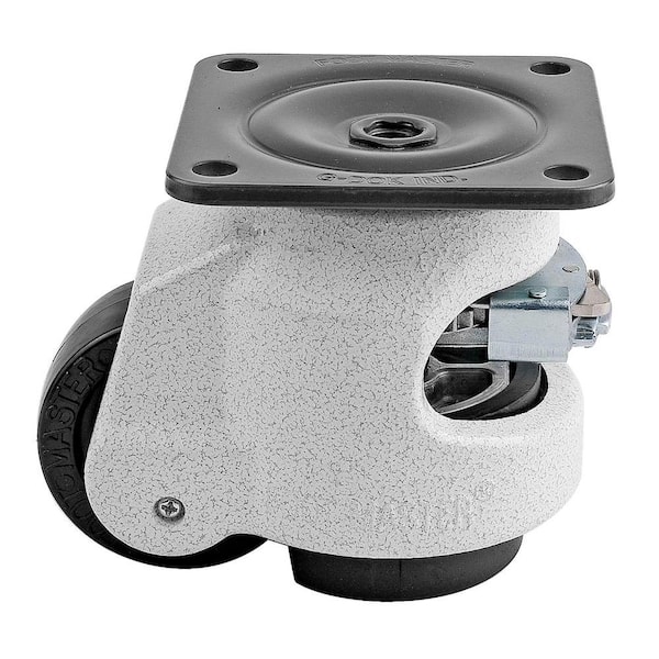 Foot Master GDR Series 2-1/2 in. Nylon Swivel Iconic Ivory Plate Mounted Ratcheting Leveling Caster with 1100 lb. Load Rating