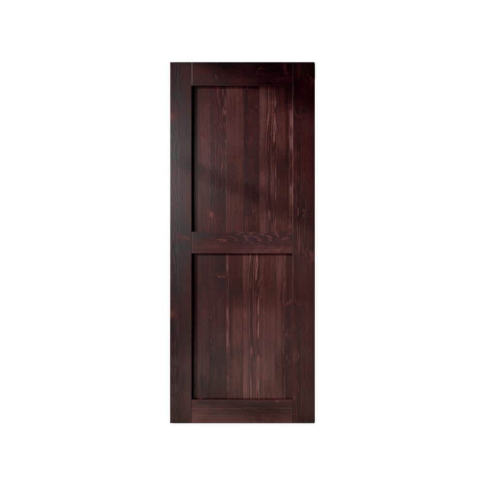 32 in. x 84 in. H-Frame Red Mahogany Solid Natural Pine Wood Panel Interior Sliding Barn Door Slab with-Frame price history on PriceWatchPro