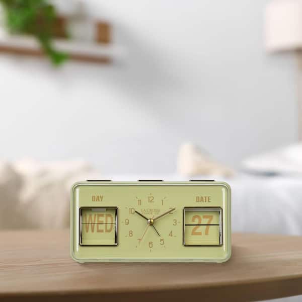 La Crosse Clock Daily Flip Green Tabletop Alarm Clock with