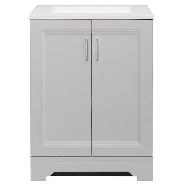 Glacier Bay Willowridge 24.5 in. W x 18.75 in. D x 34.375 in. H Single Sink Bath Vanity in Dove Gray with White Cultured Marble Top