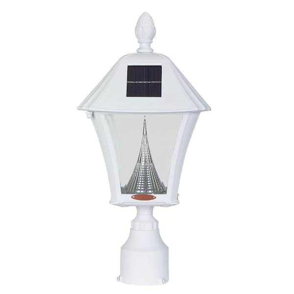 GAMA SONIC Baytown Solar White Outdoor Post Light with Warm-White LEDs and 3 in. Fitter Mount