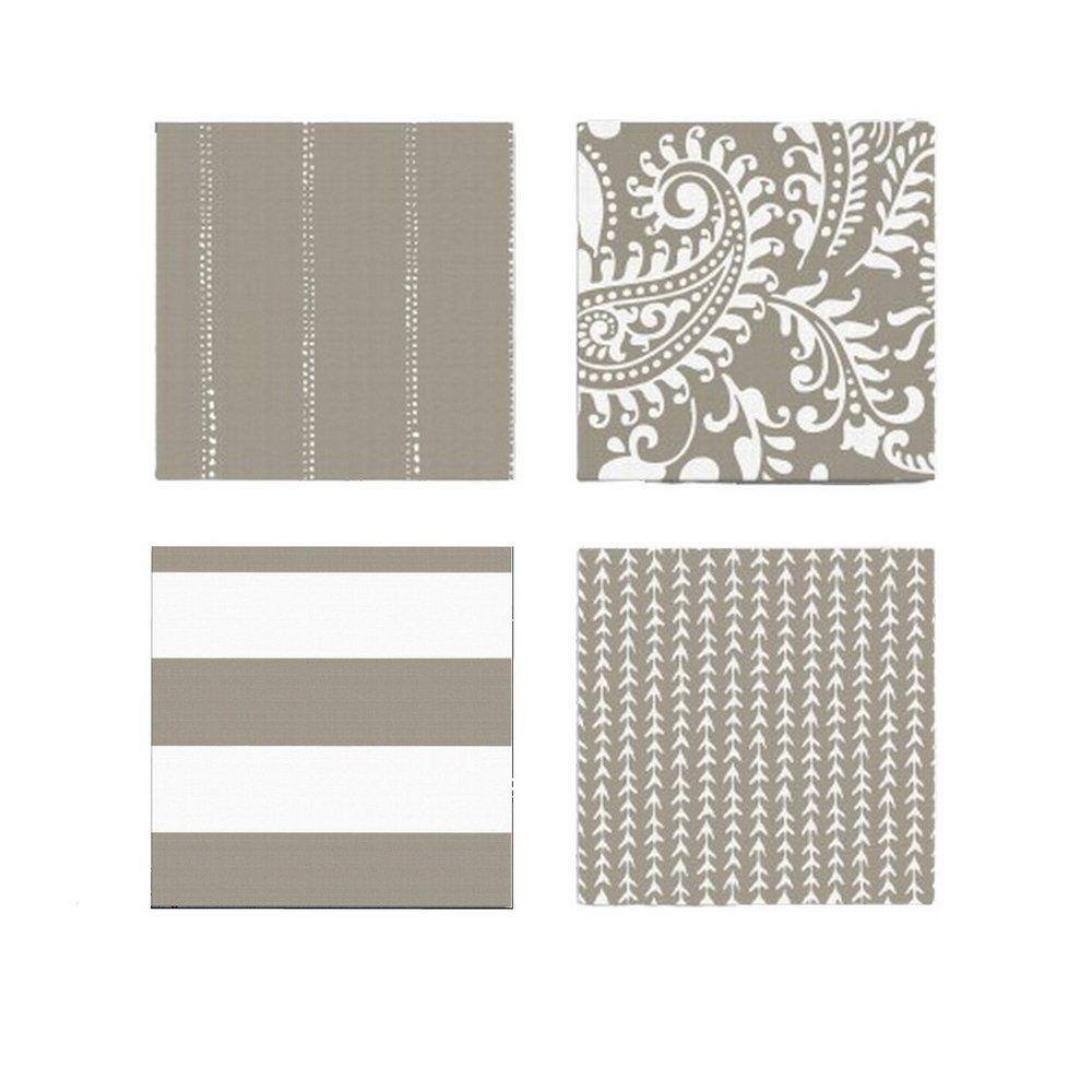 Abstract Wall Art Set of 4 in Multicolor Unframed Polyester Wall Art 12 in.