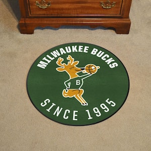 NBA Retro Milwaukee Bucks Green 2 ft. Roundel Area Rug