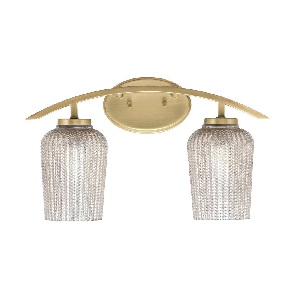 Siena 18.25 in. 2-Light Vanity Light New Age Brass with 5 in. Silver Textur