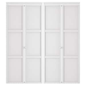 72 in. x 80 in. (Double 36 in. Doors) Solid Core, White, MDF Wood, 3 Panel Bi-fold Door with Hardware Kit