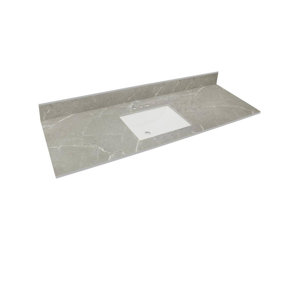 THINSCAPE 61 in. W x 22 in. Vanity Top in Soapstone Mist with Single ...